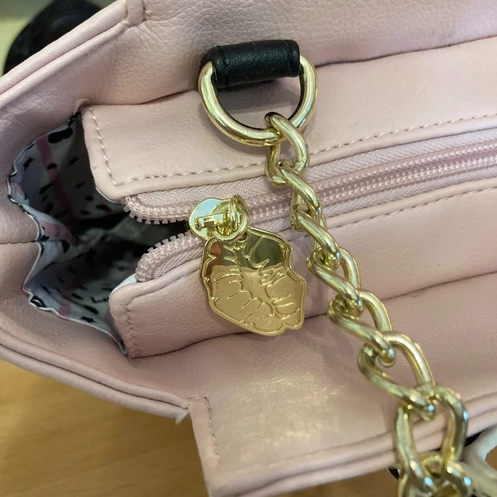 Luv Betsey Cat Face Tote Satchel Crossbody Purse Chain Strap Bag Charm